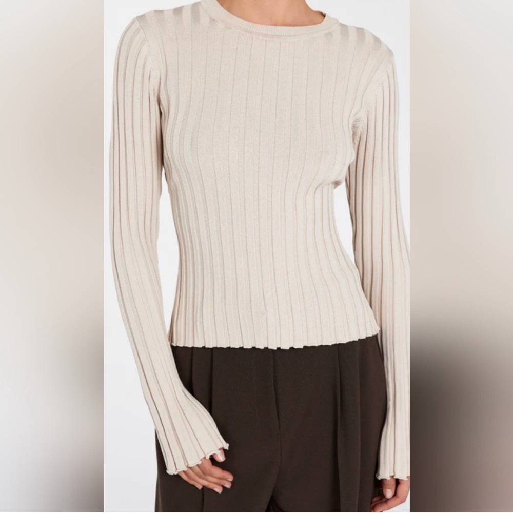 DISSH Beige Ribbed Long Sleeve Top